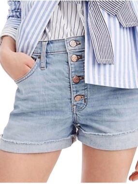 J. Crew women’s denim shorts button front high rise light denim wash size 28